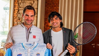 India's Olympic and world champion thrower Neeraj Chopra meets tennis legend Roger Federer in Zurich (PTI) India's Olympic and world champion thrower Neeraj Chopra meets tennis legend Roger Federer in Zurich (PTI)