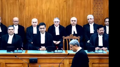 Chief Justice DY Chandrachud administered the oath of office to Justice Varale. (Youtube) Chief Justice DY Chandrachud administered the oath of office to Justice Varale. (Youtube)