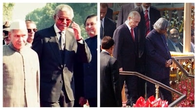Former South African President Nelson Mandela (Left) and Russia's President Vladimir Putin. (X and HT archive) Former South African President Nelson Mandela (Left) and Russia's President Vladimir Putin. (X and HT archive)