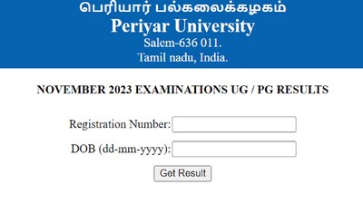 Periyar University November Result 2023 for UG, PG out, link here Periyar University November Result 2023 for UG, PG out, link here