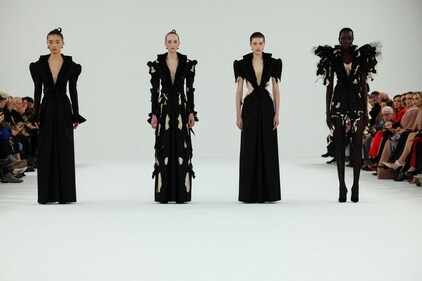 Models present creations by Viktor & Rolf during the Women's Haute-Couture Spring/Summer 2024 Fashion Week in Paris, on January 24, 2024. (Photo by EMMANUEL DUNAND / AFP) Models present creations by Viktor & Rolf during the Women's Haute-Couture Spring/Summer 2024 Fashion Week in Paris, on January 24, 2024. (Photo by EMMANUEL DUNAND / AFP)