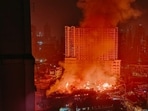 Fire at Timber Mart on Shuklaji street near Bilal masjid in Mumbai. (HT photo by Anshuman Poyrekar) Fire at Timber Mart on Shuklaji street near Bilal masjid in Mumbai. (HT photo by Anshuman Poyrekar)