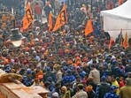 Ayodhya, Jan 23 (ANI): Devotees throng at the entry gate of the Shri Ram Janmabhoomi Temple to offer prayers, in Ayodhya on Tuesday. The Pran Pratishtha ceremony was done yesterday at Shri Ram Janmabhoomi Temple. (ANI Photo/Shrikant Singh)
Ayodhya, Jan 23 (ANI): Devotees throng at the entry gate of the Shri Ram Janmabhoomi Temple to offer prayers, in Ayodhya on Tuesday. The Pran Pratishtha ceremony was done yesterday at Shri Ram Janmabhoomi Temple. (ANI Photo/Shrikant Singh)