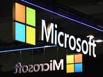 (FILES) The logo of Microsoft US multinational tecnology corporation is seen on the opening day of the Integrated Systems Europe (ISE) audiovisual and systems integration exhibition in Barcelona on January 31, 2023. Microsoft joined Apple on January 24, 2024 as a three trillion dollar company, as its big bet on artificial intelligence continued to impress Wall Street. (Photo by Pau BARRENA / AFP)