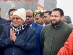 Patna: Bihar chief minister Nitish Kumar and Deputy CM Tejashwi Yadav during the celebration of the 75th Republic Day, at Gandhi Maidan in Patna. Patna: Bihar chief minister Nitish Kumar and Deputy CM Tejashwi Yadav during the celebration of the 75th Republic Day, at Gandhi Maidan in Patna.