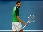 Russia's Daniil Medvedev reacts during his semi final match against Germany's Alexander Zverev 