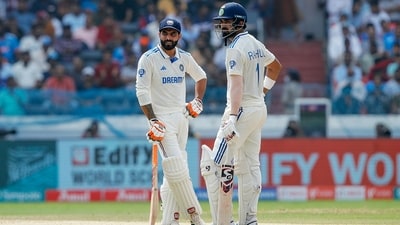 India’s Ravindra Jadeja and KL Rahul during Day 2 of 1st Test match against England, at Rajiv Gandhi International Stadium in Hyderabad on Friday (ANI  )