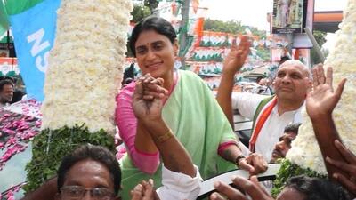 Andhra Pradesh Congress president YS Sharmila during a public rally on Friday. (X) Andhra Pradesh Congress president YS Sharmila during a public rally on Friday. (X)