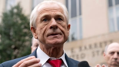 Former Trump White House official Peter Navarro who was convicted of contempt of Congress for refusing to cooperate with a congressional investigation into the Jan. 6, 2021, attack on the U.S. Capitol, and sentenced on Thursday to four months behind bars. (AP Photo/Jose Luis Magana) (AP) Former Trump White House official Peter Navarro who was convicted of contempt of Congress for refusing to cooperate with a congressional investigation into the Jan. 6, 2021, attack on the U.S. Capitol, and sentenced on Thursday to four months behind bars. (AP Photo/Jose Luis Magana) (AP)