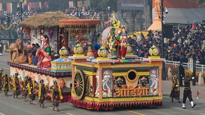 The tableau of Odisha showcased women empowerment in the state as well as its rich handicraft and handloom sector at the Republic Day parade (HT Photo/Raj K Raj)