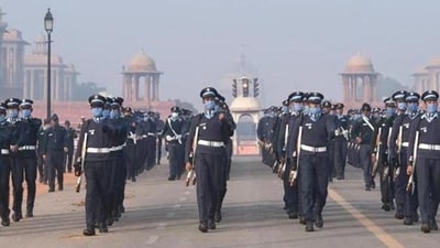 Indian Air Force personnel during rehearsals for the Republic Day parade at Rajpath in New Delhi (HT Photo) (HT_PRINT) Indian Air Force personnel during rehearsals for the Republic Day parade at Rajpath in New Delhi (HT Photo) (HT_PRINT)