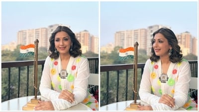 Sonali Bendre: Sonali took to her Instagram handle to share several photos of herself along with the Indian national flag, dressed in the hues of the tri-color. "Happy Republic Day," she captioned her post.&nbsp; (Instagram/@iamsonalibendre)