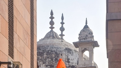 Varanasi: Muslims prayed at the Gyanvapi mosque on Friday amid tight security. (PTI) Varanasi: Muslims prayed at the Gyanvapi mosque on Friday amid tight security. (PTI)