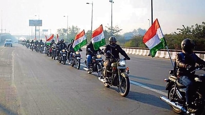 Motorists have been vrooming, on the streets of NCR, to be part of the 75th Republic Day celebrations. Motorists have been vrooming, on the streets of NCR, to be part of the 75th Republic Day celebrations.