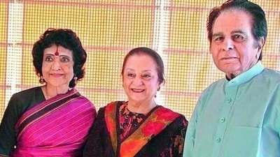 Dilip Kumar and Vyjayanthimala worked together in eight films. Saira Banu with her and the late actor. (File Photo) Dilip Kumar and Vyjayanthimala worked together in eight films. Saira Banu with her and the late actor. (File Photo)
