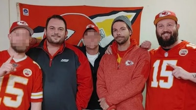 David Harrington (L) Clayton McGeeney (second from R) and Ricky Johnson (R) were found dead (Ricky Johnson/Facebook) David Harrington (L) Clayton McGeeney (second from R) and Ricky Johnson (R) were found dead (Ricky Johnson/Facebook)