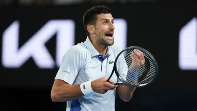Serbia's Novak Djokovic argues with the umpire during his men's singles match (AFP)