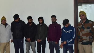 The five suspects in police custody. (Sakib Ali/HT Photo)