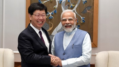 In July, Foxconn chief Liu met Prime Minister Narendra Modi. (X/PMO)