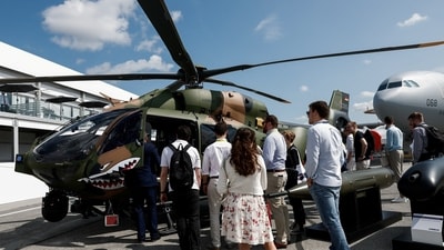 FILE PHOTO: Students from the University of Stuttgart visit an Airbus H145M helicopter at the 54th International Paris Airshow at Le Bourget Airport near Paris, France, June 21, 2023. (REUTERS)
