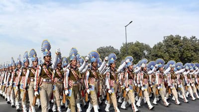 An all-women contingent holds march-past during R-Day rehearsals. (ANI) An all-women contingent holds march-past during R-Day rehearsals. (ANI)