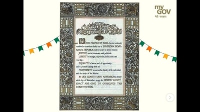 Republic Day 2024: The original Preamble to the Constitution of India. (Instagram/@mygovindia) Republic Day 2024: The original Preamble to the Constitution of India. (Instagram/@mygovindia)