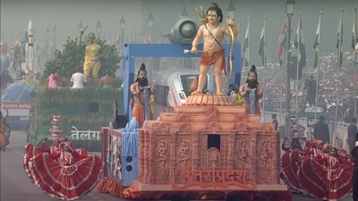 Uttar Pradesh's special tableau depicting an idol of Ram Lalla Uttar Pradesh's special tableau depicting an idol of Ram Lalla