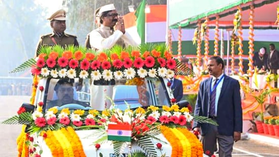 Jharkhand Chief Minister Hemant Soren during 75th Republic Day celebrations in Dumka.(PTI)