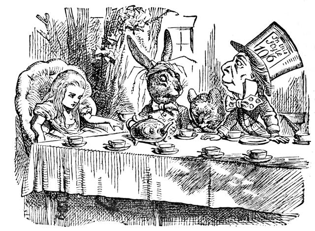 Illustration by John Tenniel of The Mad Hatter’s party in Alice’s Adventures in Wonderland (Shutterstock) Illustration by John Tenniel of The Mad Hatter’s party in Alice’s Adventures in Wonderland (Shutterstock)