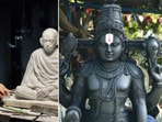 The image shows two idols created by Ram Lalla idol’s sculptor Arun Yogiraj. 