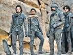 Rebecca Ferguson, Zendaya, Javier Bardem and Timothee Chalamet in the 2021 film Dune. Part 2 is due out in November. (Chia Bella James) Rebecca Ferguson, Zendaya, Javier Bardem and Timothee Chalamet in the 2021 film Dune. Part 2 is due out in November. (Chia Bella James)
