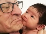 Robert De Niro's first picture with his new daughter Gia Robert De Niro's first picture with his new daughter Gia