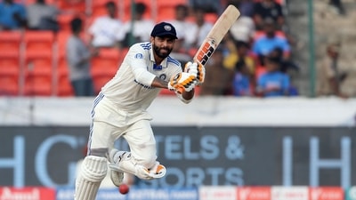 Hyderabad, Jan 26 (ANI): India’s Ravindra Jadeja plays a shot during Day 2 of 1st Test match against England, at Rajiv Gandhi International Stadium in Hyderabad on Friday. (ANI Photo) (ANI ) Hyderabad, Jan 26 (ANI): India’s Ravindra Jadeja plays a shot during Day 2 of 1st Test match against England, at Rajiv Gandhi International Stadium in Hyderabad on Friday. (ANI Photo) (ANI )