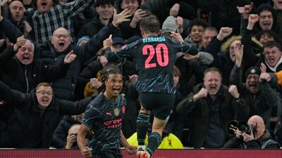 Manchester City•s Nathan Ake, left, celebrates after scoring the opening goal during the English FA Cup fourth round soccer match between Tottenham Hotspur and Manchester City (AP) Manchester City•s Nathan Ake, left, celebrates after scoring the opening goal during the English FA Cup fourth round soccer match between Tottenham Hotspur and Manchester City (AP)