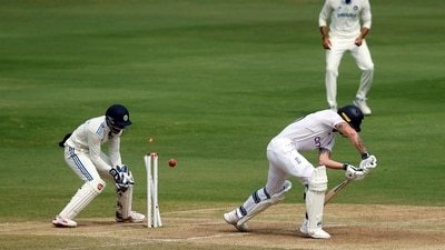 England's Ben Stokes is bowled out by India's Ravichandran Ashwin (REUTERS)