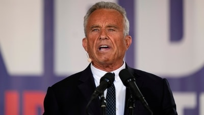 Presidential candidate Robert F. Kennedy, Jr. speaks during a campaign event at Independence Mall. (AP) Presidential candidate Robert F. Kennedy, Jr. speaks during a campaign event at Independence Mall. (AP)