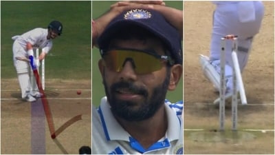 Jasprit Bumrah dismisses Ben Duckett after the batter survived an leg-before appeal in previous over (X) Jasprit Bumrah dismisses Ben Duckett after the batter survived an leg-before appeal in previous over (X)