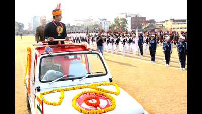 Shri Mata Vaishno Devi Shrine Board chief executive officer Anshul Garg during the Republic Day event in Katra. (HT Photo)