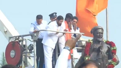 Maharashtra chief minister Eknath Shinde with Maratha quota activist Manoj Jarange Patil.