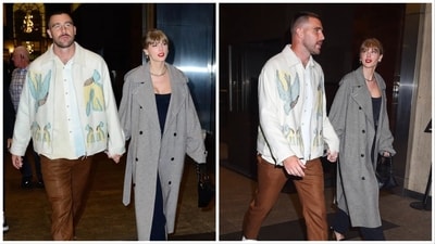 Taylor Swift and Travis Kelce were photographed together as they held hands and stepped out after having dinner Taylor Swift and Travis Kelce were photographed together as they held hands and stepped out after having dinner
