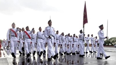 NDA cadets marching past the dias during the parade. (HT Photos)