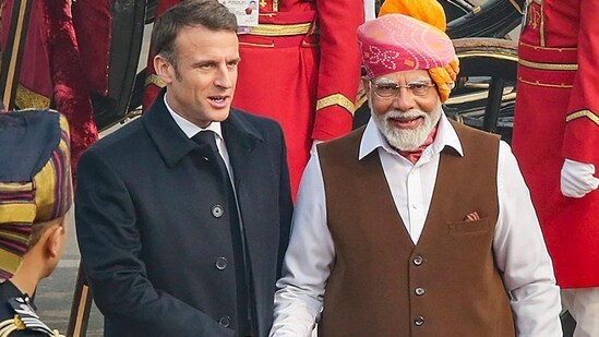 French President Emmanuel Macron and India's Prime Minister Narendra Modi (PTI)