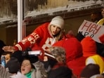 Taylor Swift celebrates with fans during the AFC Wild Card Playoffs between the Miami Dolphins and the Kansas City Chiefs on January 13, 2024 in Kansas City Taylor Swift celebrates with fans during the AFC Wild Card Playoffs between the Miami Dolphins and the Kansas City Chiefs on January 13, 2024 in Kansas City