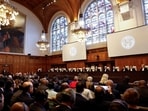 Judges at the International Court of Justice (ICJ) rule on emergency measures against Israel following accusations by South Africa that the Israeli military operation in Gaza is a state-led genocide, in The Hague, Netherlands, January 26, 2024.