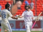 England's batter Ollie Pope being greeted by India's bowler Jasprit Bumrah after his dismissal England's batter Ollie Pope being greeted by India's bowler Jasprit Bumrah after his dismissal