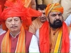 Samrat Choudhary (right) and Vijay Kumar Sinha of the Bharatiya Janata Party, Samrat Choudhary (right) and Vijay Kumar Sinha of the Bharatiya Janata Party,