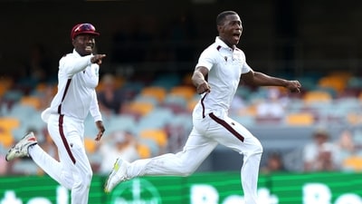 Shamar Joseph of the West Indies (R) dismisses Josh Hazlewood of Australia, sealing a win for the West Indies (AFP) Shamar Joseph of the West Indies (R) dismisses Josh Hazlewood of Australia, sealing a win for the West Indies (AFP)