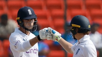 Pope frustrated India early on Day 4 with England's tail-enders. He put up a 64-run stand with Rehan Ahmed and then an 80-run stand with Hartley. He was the last man to fall for England as they put up a score of 420 in addition to their first innings total of 246.&nbsp; (REUTERS)