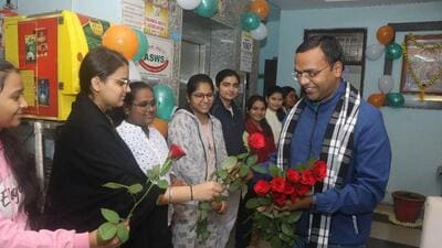 District collector Ravindra Goswami meeting coaching students at a hostel in Kota. District collector Ravindra Goswami meeting coaching students at a hostel in Kota.