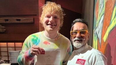Singer-songwriter Ed Sheeran with chef Vineet Bhatia Singer-songwriter Ed Sheeran with chef Vineet Bhatia